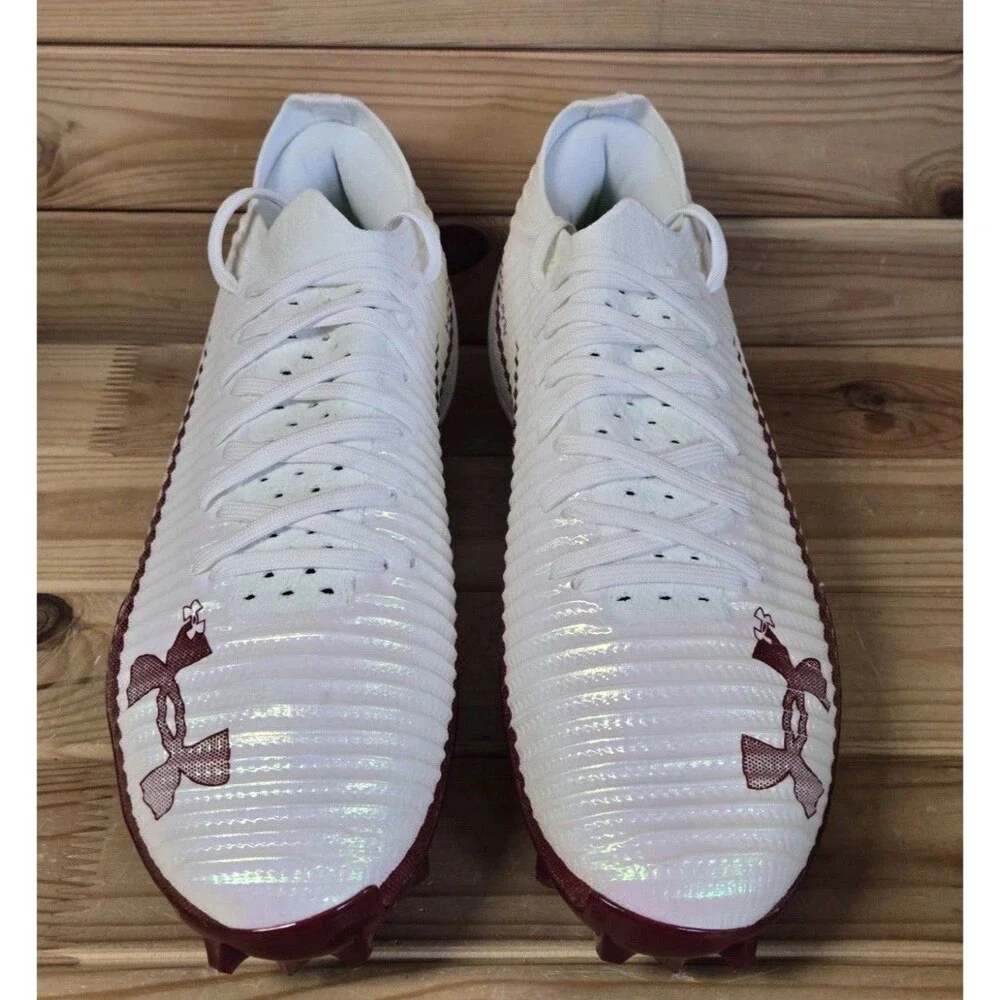 Under Armour Blur Pro White Cardinal Football/Soccer Cleats 3028220-102 US Sz 12
